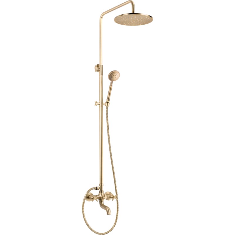 Shower pillars with the blender Shower column with brushed brass bathtub mixer Deante Temisto NAC_M1QT