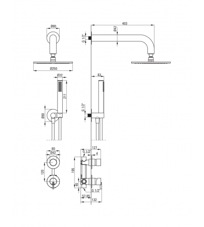 Full Shower Kit Complete shower kit with concealed mixer in matt black Deante Silia NQS_N9YK