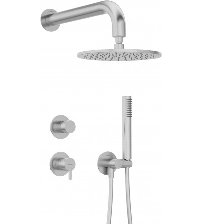 Full Shower Kit Complete shower kit with concealed mixer in brushed steel colour Deante Silia NQS_F9YK