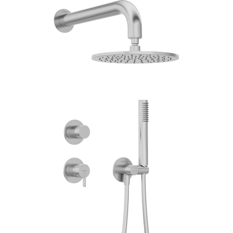 Full Shower Kit Complete shower kit with concealed mixer in brushed steel colour Deante Silia NQS_F9YK