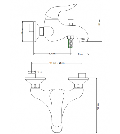 Single Lever Bathtub taps External bath mixer with shower set in chrome-gold colour Nice Wilson 2828003CRO