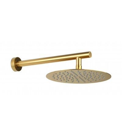 Shower heads with bracket Round model shower head and arm in brushed brass color Mamoli Tuttodunpezzo 00000822012G