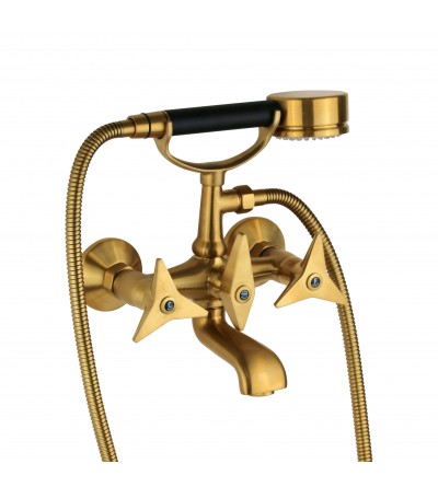 bath mixer two handle External bath mixer brushed brass color with hand shower Mamoli Gio Ponti 1030F214002G