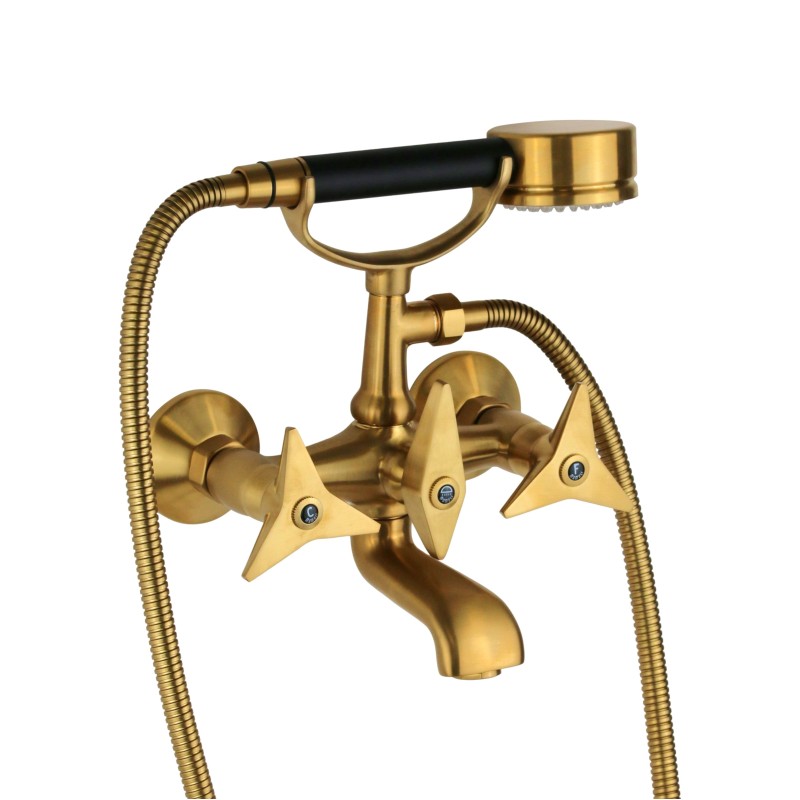 bath mixer two handle External bath mixer brushed brass color with hand shower Mamoli Gio Ponti 1030F214002G