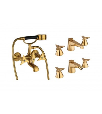 Robinet de salle de bain Ensemble de mitigeurs lavabo et bidet 3 trous et baignoire couleur laiton brossé Mamoli Gio Ponti KITGI