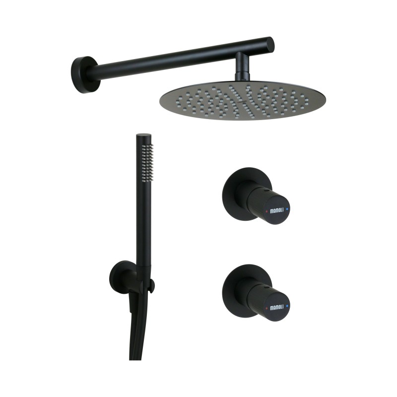 Full Shower Kit Complete matt black shower kit with single-lever mixer and diverter Mamoli Tuttodunpezzo KITTDPK1