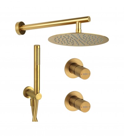 Full Shower Kit Complete shower kit in brushed brass color with single-lever mixer and diverter Mamoli Tuttodunpezzo KITTDPG1