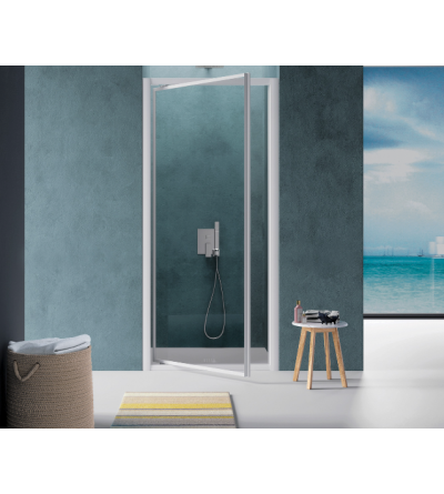 Swing door shower enclosure Shower wall, installation in a 90 cm niche with transparent glass hinged door opening Samo America B