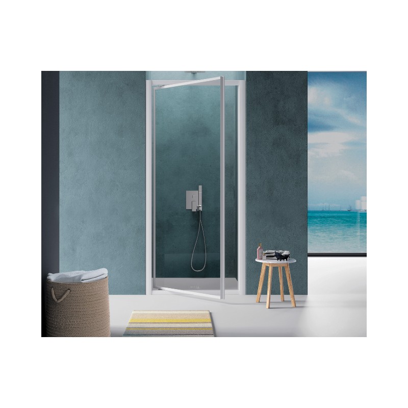 Swing door shower enclosure Shower wall, installation in a 90 cm niche with transparent glass hinged door opening Samo America B