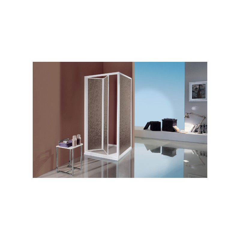 cabine de douche d'angle Paroi de douche 70 x 70 cm ouverture rabattable avec panneaux en polystyrène Samo CIAO B2660