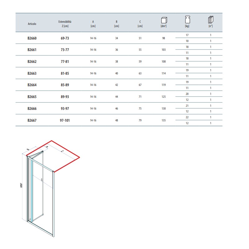 Box ad angolo Box doccia 80 x 80 cm parete fissa e apertura soffietto Samo CIAO B2662