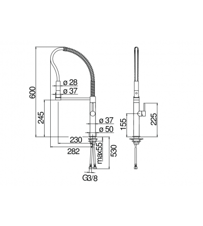 Spiralfeder Küchenarmaturen Küchenspüle mit hohem Auslauf, Feder und abnehmbarer Brause in Chromfarbe Nobili Aquerelli AQ109300/