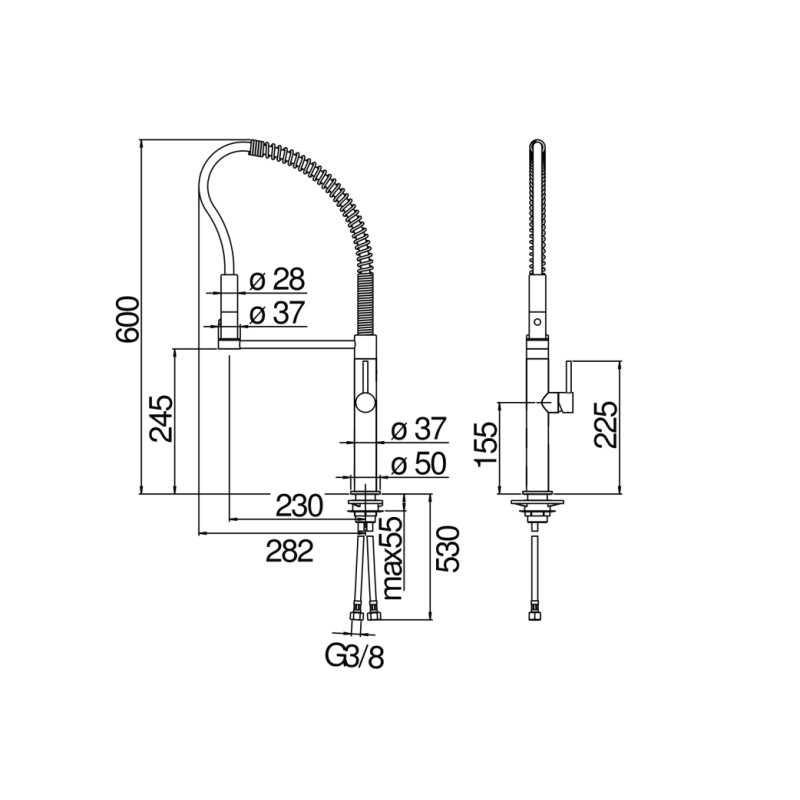 Spiralfeder Küchenarmaturen Küchenspüle mit hohem Auslauf, Feder und abnehmbarer Brause in Chromfarbe Nobili Aquerelli AQ109300/