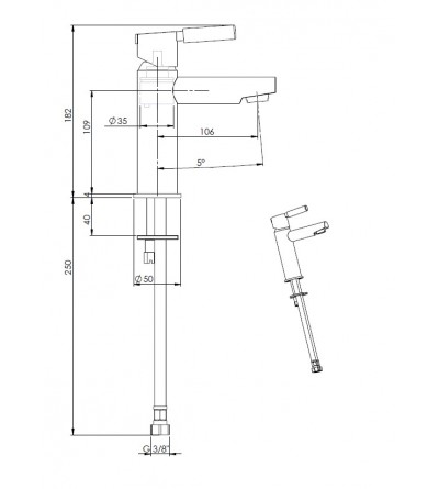 Rubinetti Lavabo Monoleva Miscelatore per lavabo nero opaco con maniglia in pietra FP Pattaroni UNIC°U-MF-BLKMRB03