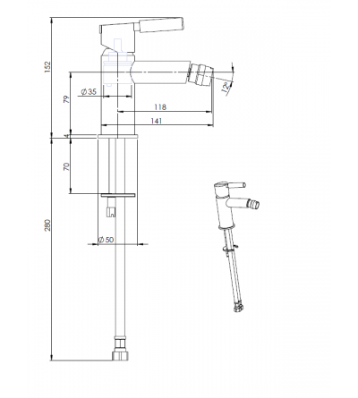 Einhebel-Bidetarmaturen Bidetmischer in mattschwarzer Farbe mit weißem Steingriff FP Pattaroni UNIC° U-BIDET-BLKMRB03