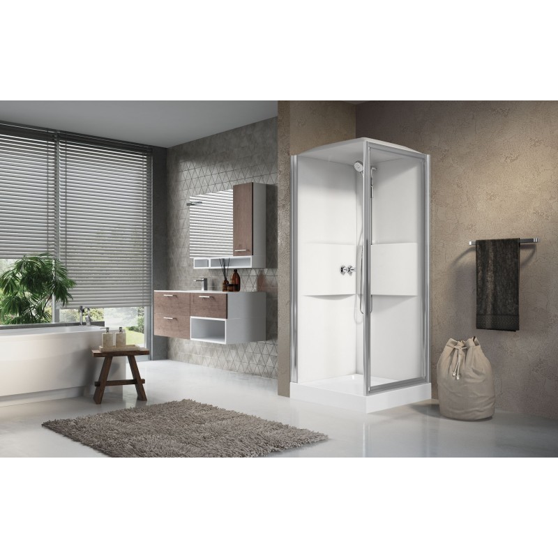 Cabines de douche standard Cabine de douche multifonction 80x80 1 porte battante version standard Novellini Media 2.0 GF ME2GF80