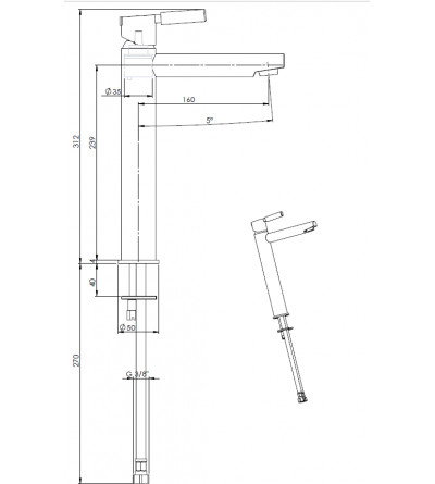 Washbasin taps Matt black high spout basin mixer with stone handle FP Pattaroni UNIC° U-MFH-BLKMRB03