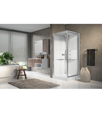 Hydromassage shower cabins Multifunction shower cabin 90x90 1 swing door hydromassage version Novellini Media 2.0 GF ME2GF90T1F-