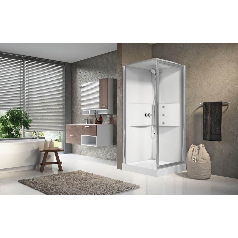 Hydromassage shower cabins Multifunction shower cabin 90x90 1 swing door hydromassage version Novellini Media 2.0 GF ME2GF90T1F-