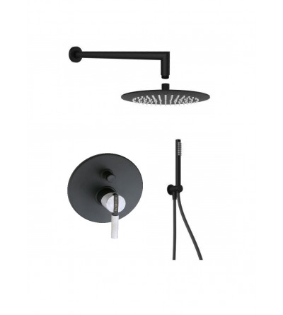 Full Shower Kit Complete shower kit in matt black color with white stone handle FP Pattaroni UNIC° KITUNI1