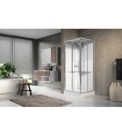 Hydromassage shower cabins Multifunction corner shower cabin 80 x 80 hydromassage version with 2 sliding doors Novellini Media 2