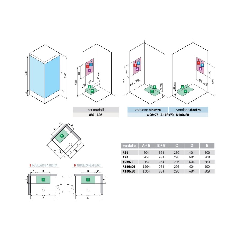 Cabinas de ducha de hidromasaje Cabina de ducha de esquina multifunción versión hidromasaje 80 x 80 con 2 puertas correderas Nov