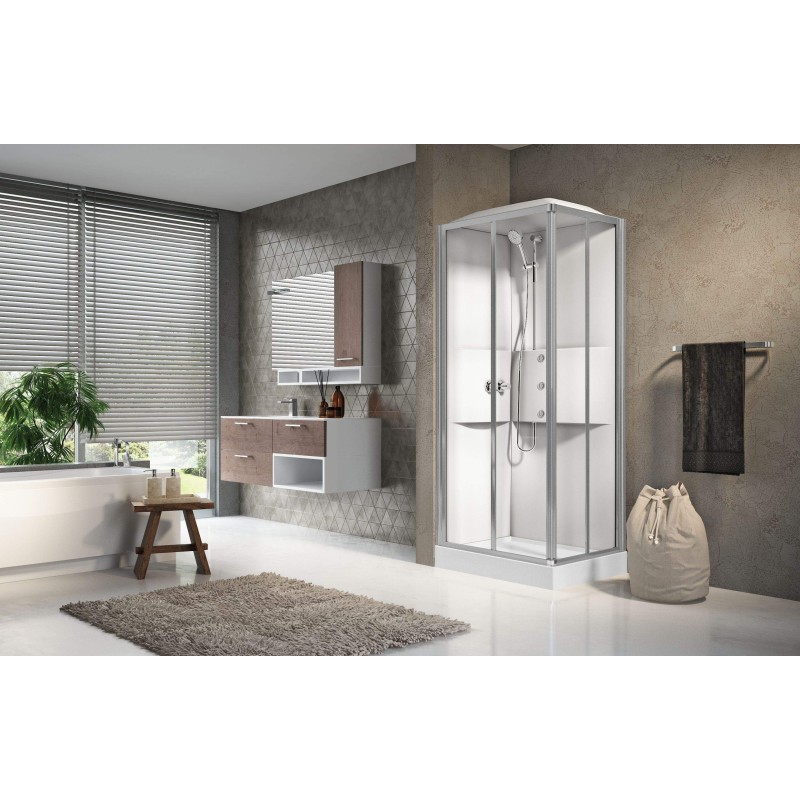 Hydromassage shower cabins Multifunction corner shower cabin 90 x 70 hydromassage version with 2 sliding doors Novellini Media 2