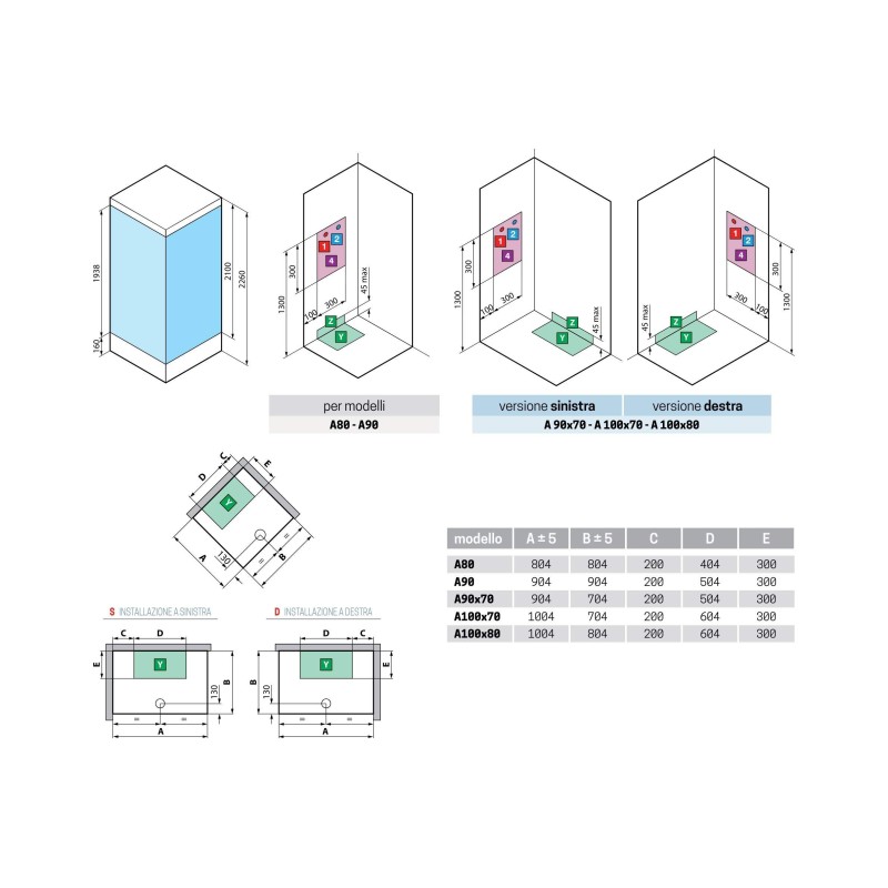 Cabine doccia idromassaggio Cabina doccia multifunzione ad angolo 90x70 versione idromassaggio 2 ante scorrevoli Novellini Media