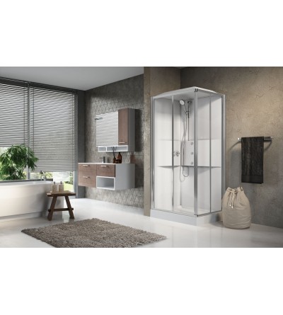 Hydromassage shower cabins Multifunction corner shower cabin 100 x 80 hydromassage version with 2 sliding doors Novellini Media 