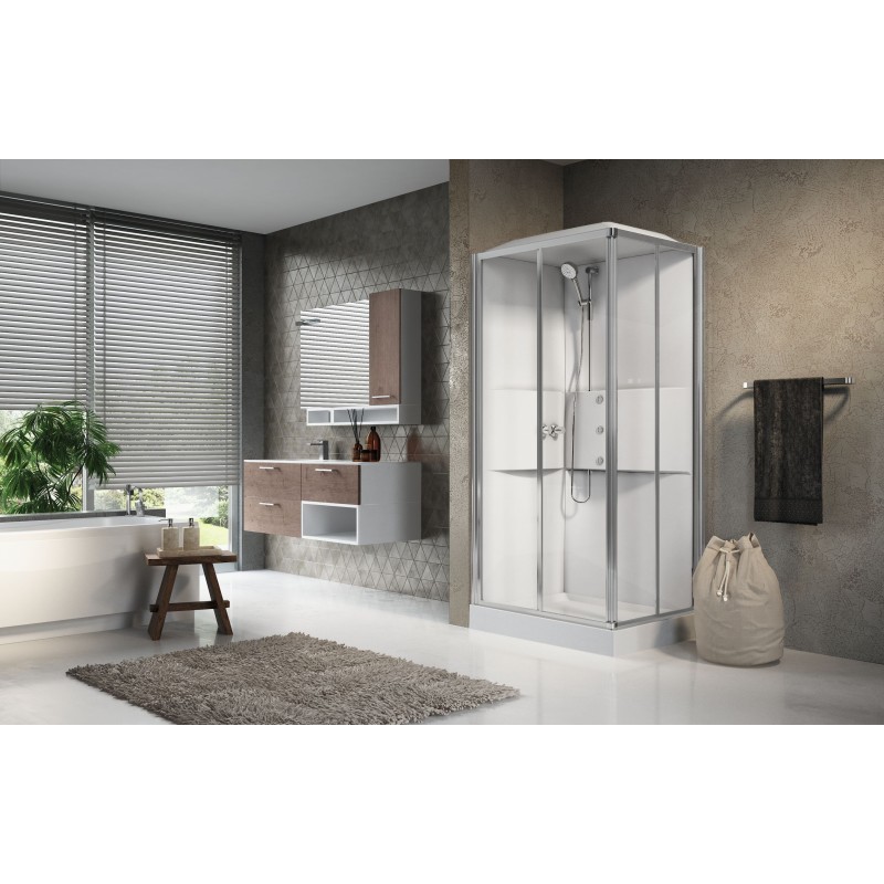 Hydromassage shower cabins Multifunction corner shower cabin 100 x 80 hydromassage version with 2 sliding doors Novellini Media 