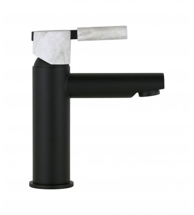 Bathroom Faucet Set Bathroom tap set in matt black color with stone handle FP Pattaroni UNIC° KIUNI2