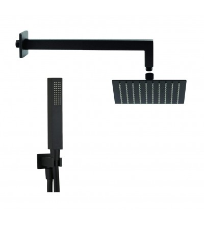 Full Shower Kit Shower set complete with arm and shower head in matt black KITECMSPH1NO