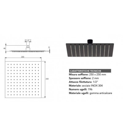 Full Shower Kit Shower set complete with arm and shower head in matt black KITECMSPH1NO