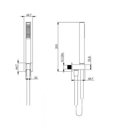 Full Shower Kit Shower set complete with arm and shower head in matt black KITECMSPH1NO