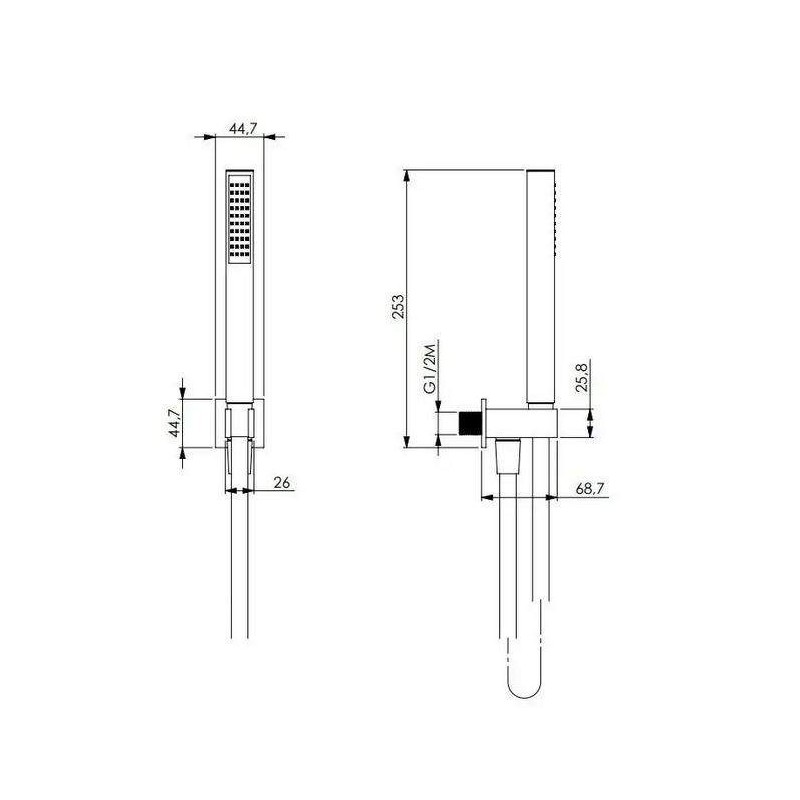 Full Shower Kit Shower set complete with arm and shower head in matt black KITECMSPH1NO