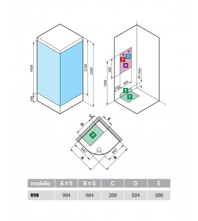 Cabinas de ducha de hidromasaje Cabina de ducha multifunción semicircular con hidromasaje 90 x 90 2 puertas correderas Novellini