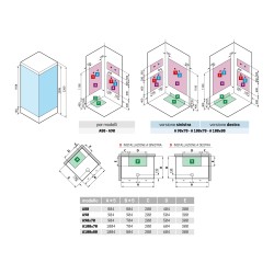 Standard Duschkabinen Duschkabine 80 x 80 mit Öffnung, 2 Schiebetüren und 2 festen Türen Novellini Media Glass A MEGA80MF-1AA