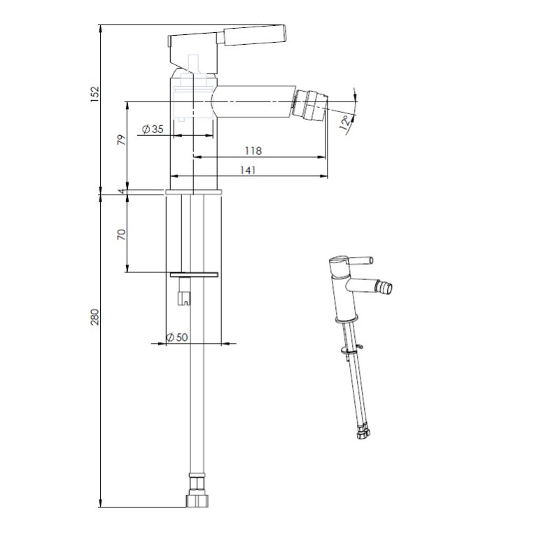 Bathroom Faucet Set Complete package with high spout basin mixer and bidet FP PATTARONI UNIC° KITUNI3