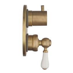 Built-in shower mixer with diverter in antique bronze color and white handle Piralla Rubinetterie COMO 0TOF3400A21