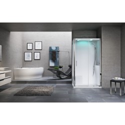 Cabina de ducha multifuncional 120 x 80 modelo estándar versión derecha con luz LED integrada Novellini Eon 2P EON2P120DTT-1AB