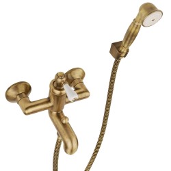 Mezclador de bañera en color bronce antiguo completo con set de ducha Piralla Como 0TOF3002A21