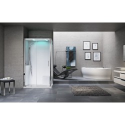 Cabine douche multifonctionnelle 120 x 90 modèle standard version gauche éclairage LED intégré Novellini Eon 2P EON2P290STT-1AB