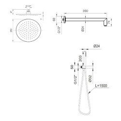 Kit per bagno completo in colore nero opaco maniglia in pietra bianca FP Pattaroni UNIC° KITUNI4