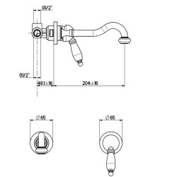 Mezclador monomando de pared para lavabo en color dorado Gattoni Orta 2737/27D0.OLD