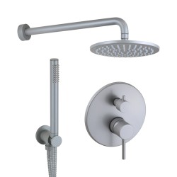 Shower kit with 2-way mechanical mixer, round model in metallic gray colour Pollini Jessy Color G477355255A1