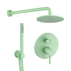 Kit de douche avec mitigeur mécanique 2 voies, modèle rond de couleur vert clair Pollini Jessy Color G477355255A2