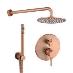 Shower kit with 2-way mechanical mixer, round model in metallic pink colour Pollini Jessy Color G477355255A3