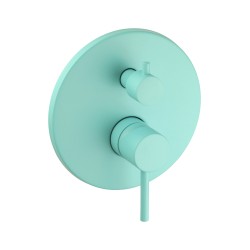 Kit de douche avec mitigeur mécanique 2 voies, modèle rond de couleur bleu aqua Pollini Jessy Color G477355255A6