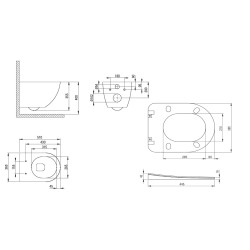 Ensemble complet de réservoir, toilettes et assiettes en noir mat Deante Peonia CDENNZPW