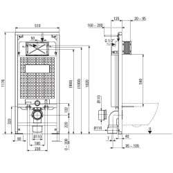 Complete package for wall-hung toilet in gloss white 510 x 360 mm Deante Peonia CDEA6ZPW